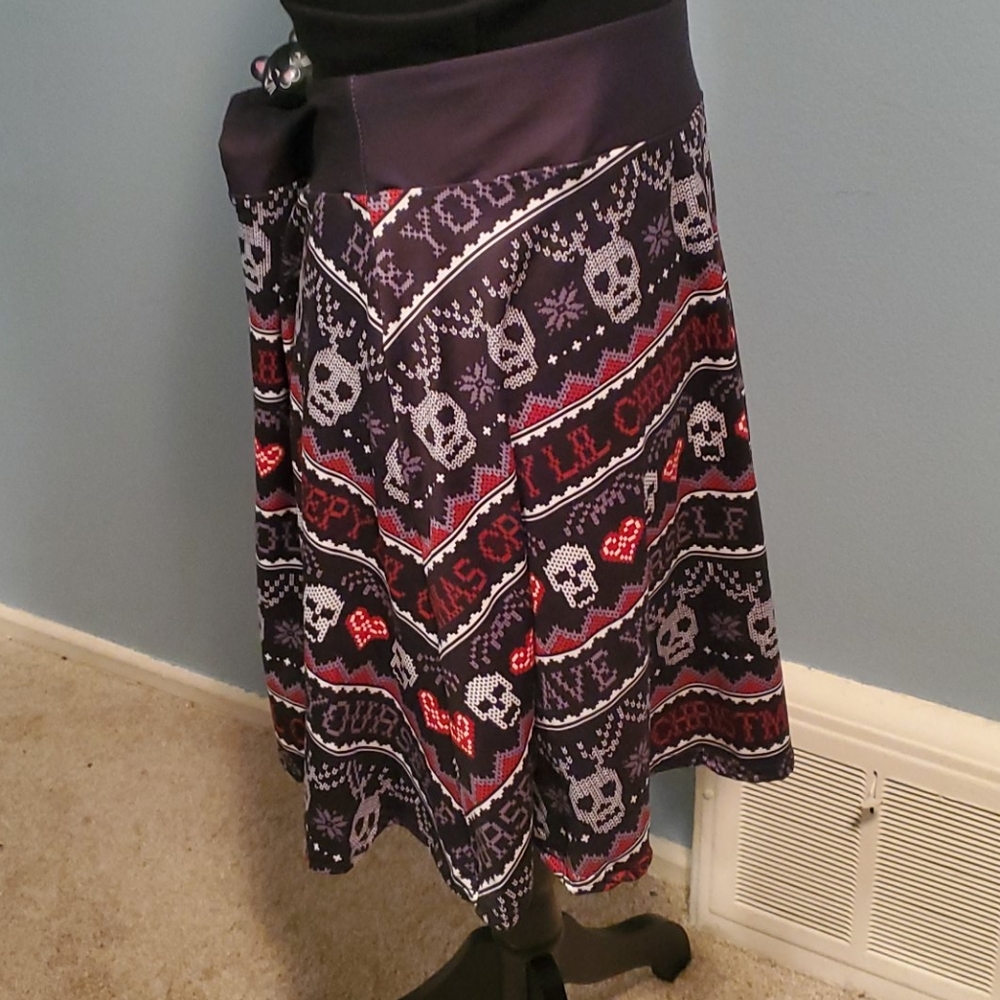SOLD Creepy lil Christmas Sweater Skater Skirt - Picture 3 of 6